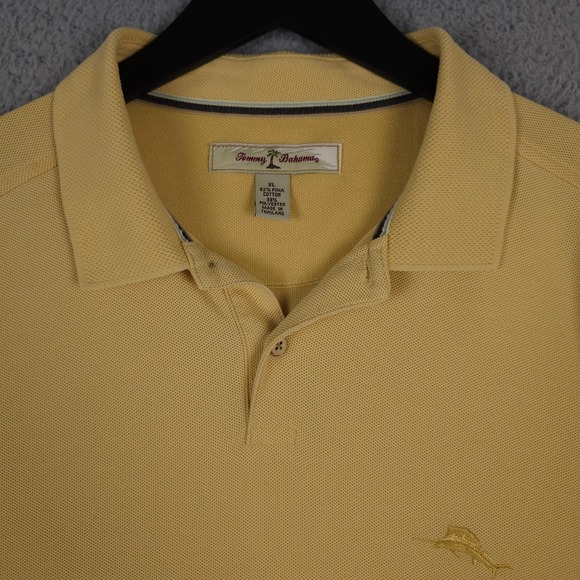Vintage Tommy Bahama Polo Shirt Mens XL Yellow Pima Cotton Blend Pique Knit - Picture 7 of 12